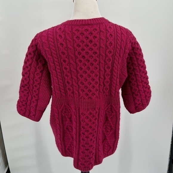 Kilronan Knitwear Pink Aran Stitch Irish Wool 3 Button Cardigan Sweater Size XL - Picture 4 of 10